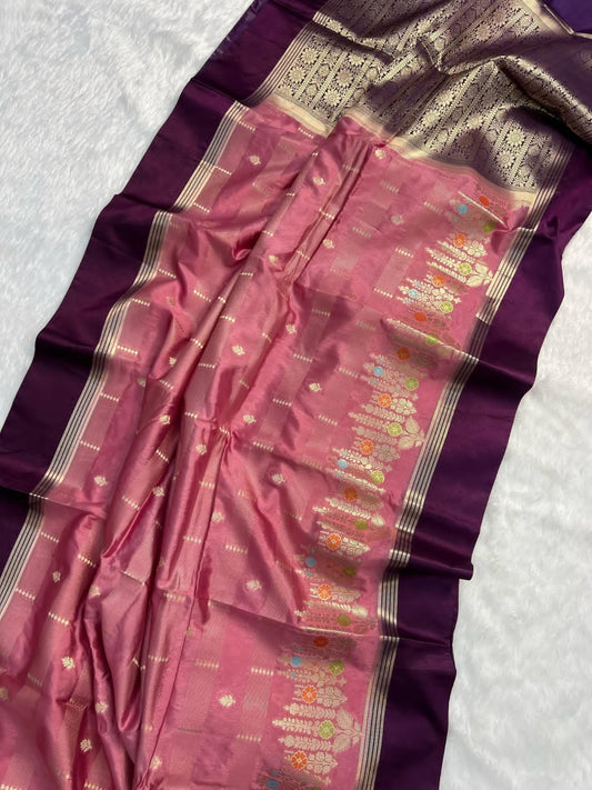 Banarasi Katan Silk Saree with Minakari Border - ABKSMB4