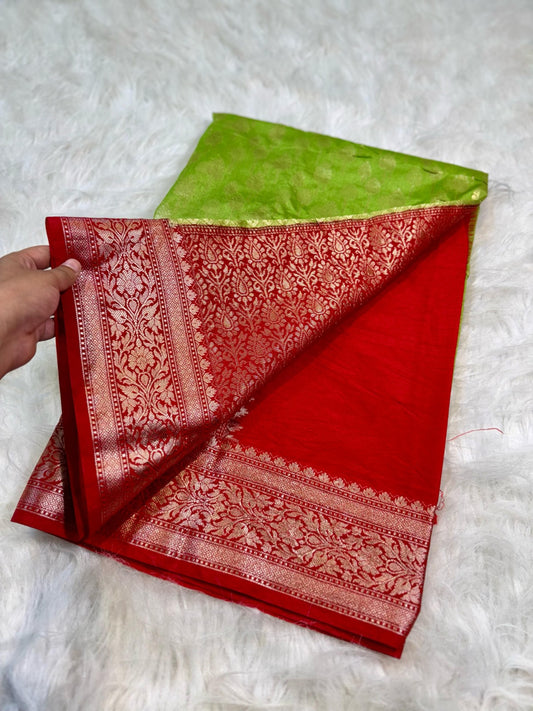 Banarasi Handloom Chinya Silk Saree - BHCGRSB1