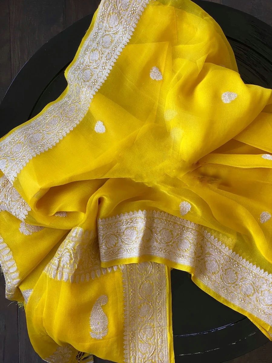 Banarasi Handloom Khaddi Buti Georgette Silk Saree - ABHKBG15