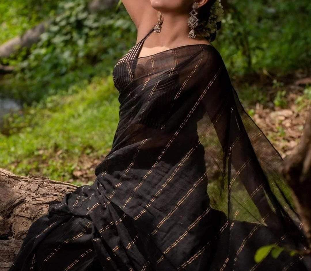 Khadi Cotton Zari Stripe Saree - KCZSS051
