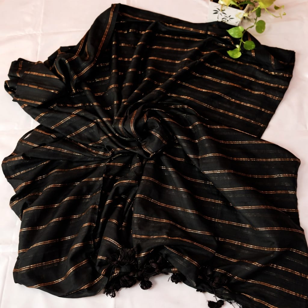 Khadi Cotton Zari Stripe Saree - KCZSS051