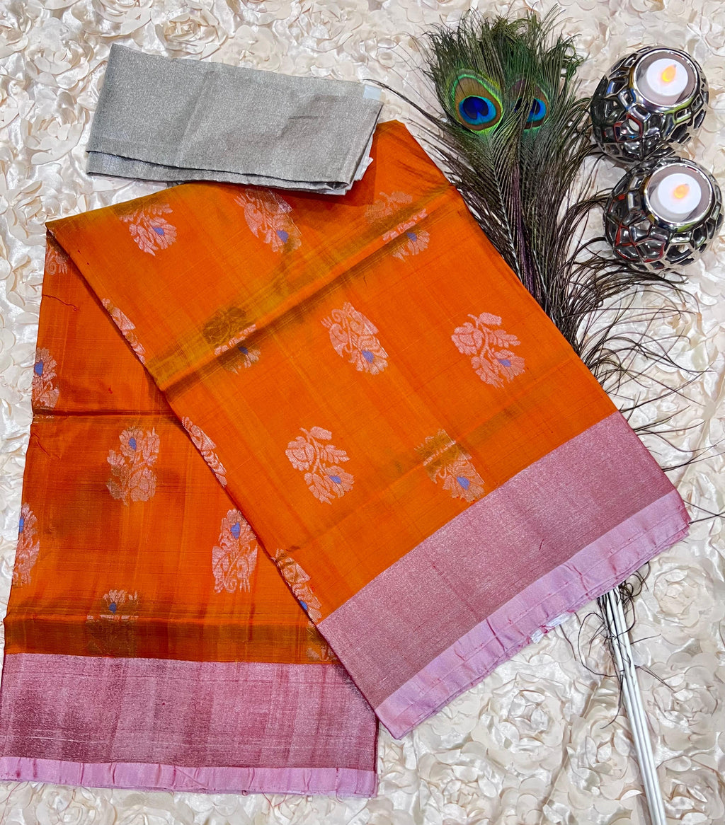 Pure Uppada Silk Saree in Orange BAFOSU1
