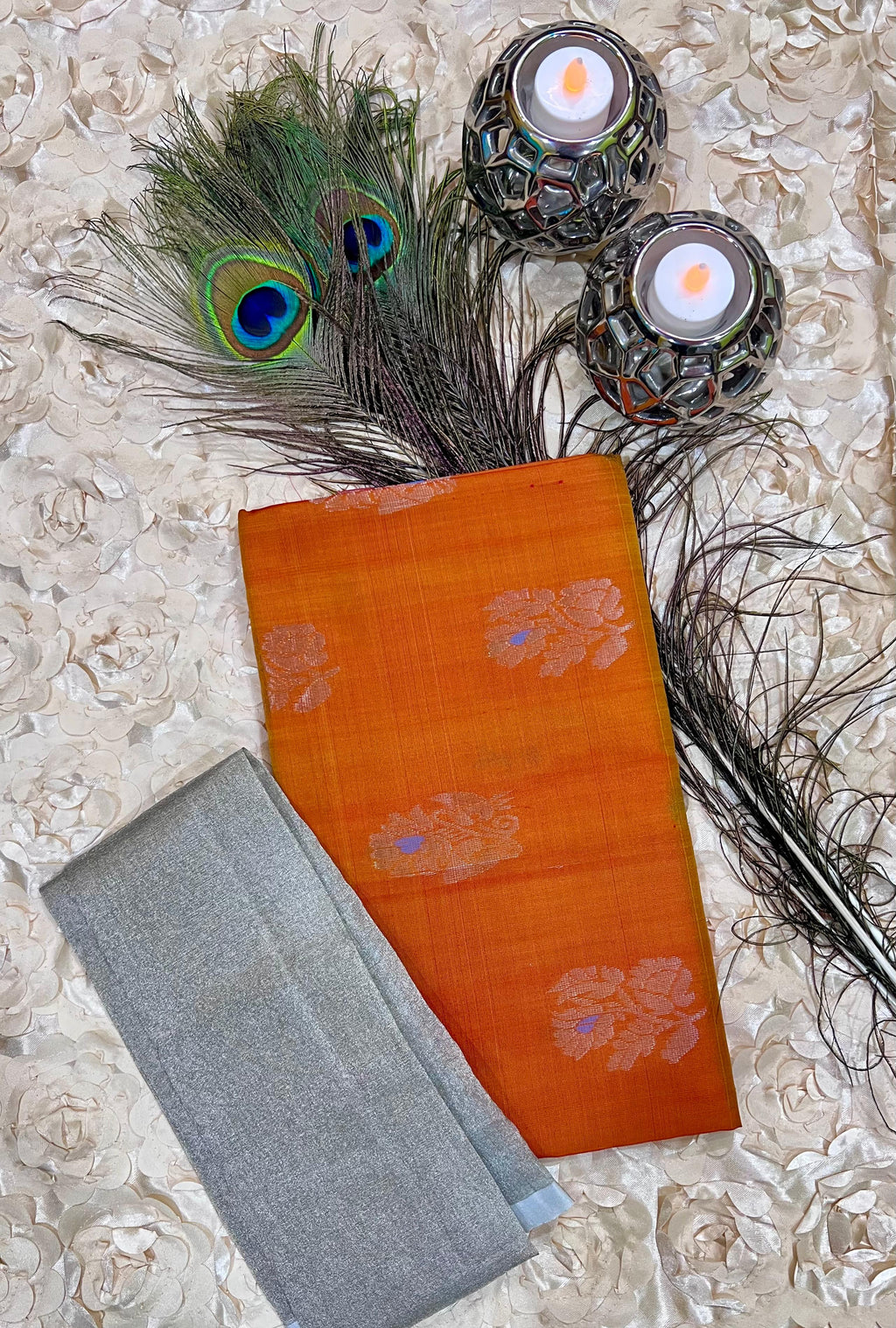 Pure Uppada Silk Saree in Orange BAFOSU1