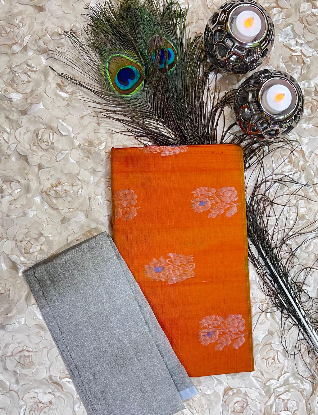 Pure Uppada Silk Saree in Orange BAFOSU1