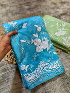 Banarasi Organza Chikankari Saree-BORGCB3