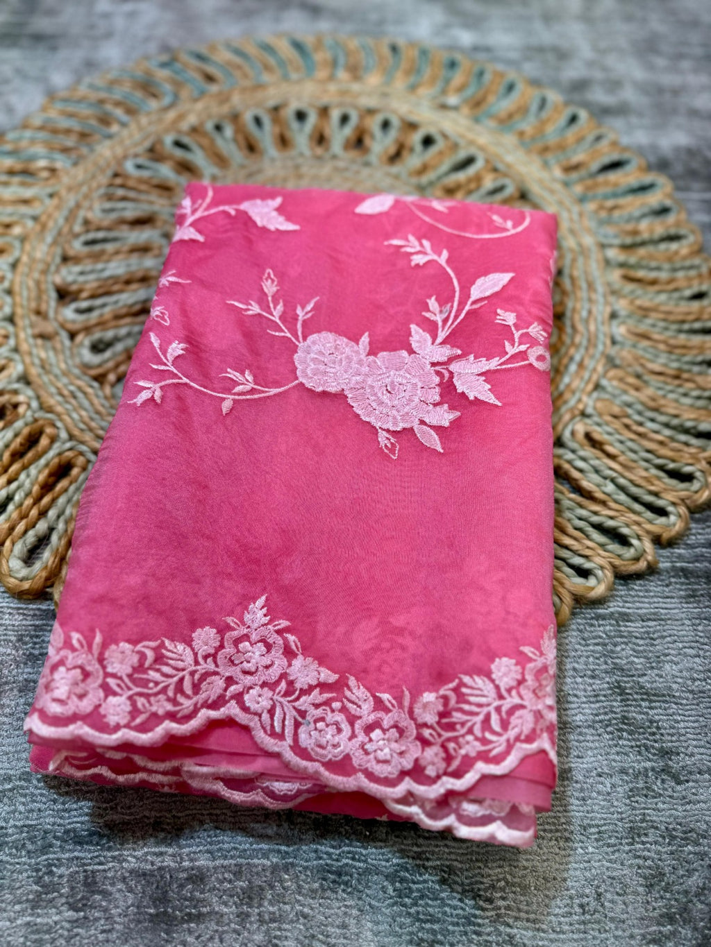 Banarasi Organza Chikankari saree -BORGCP2