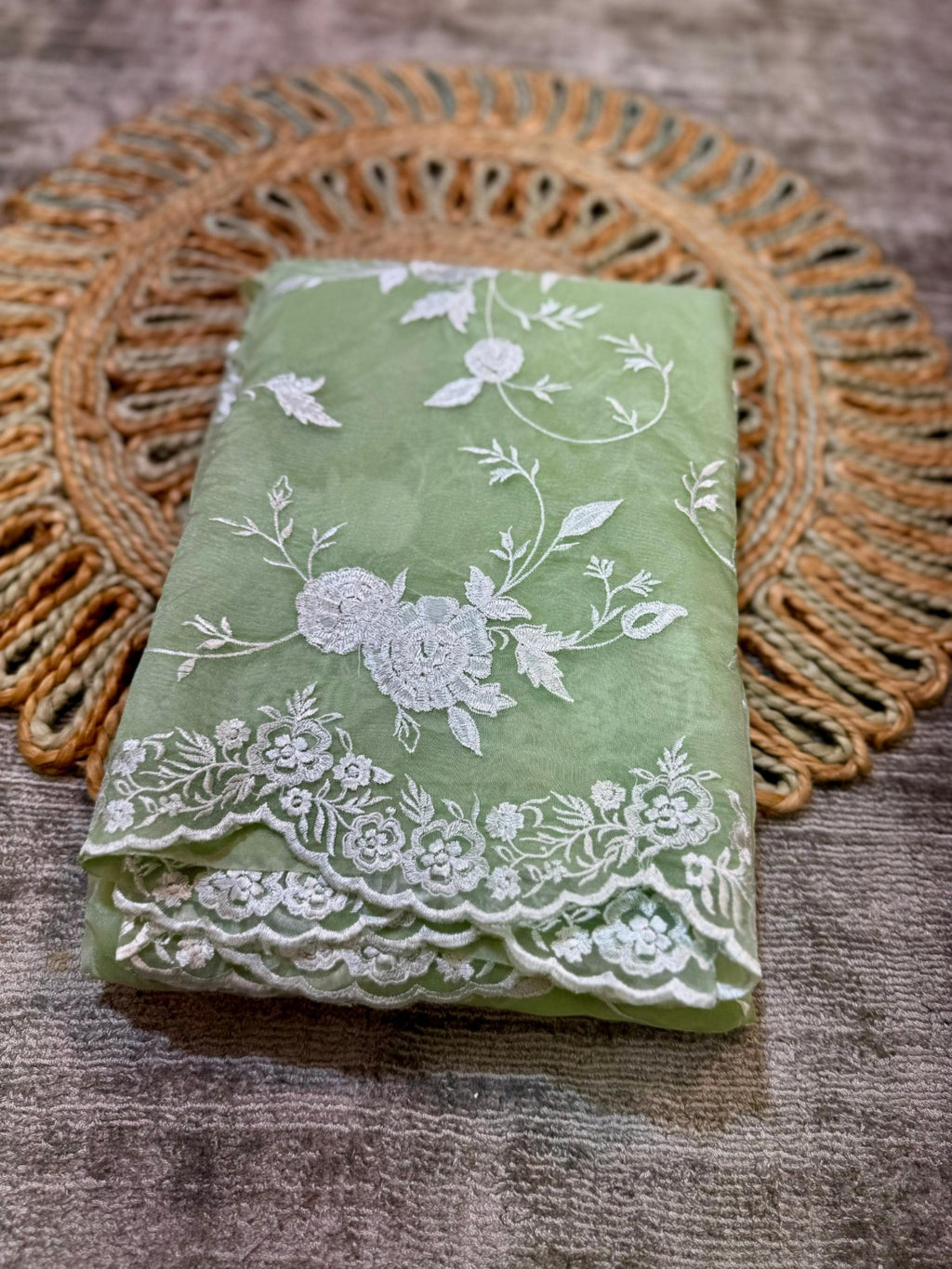 Banarasi Organza Chikankari Saree-BORGCG1