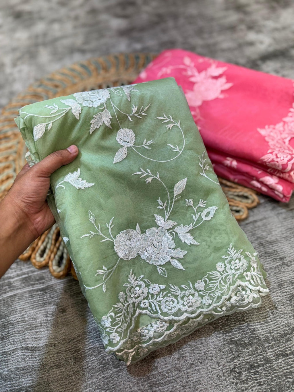 Banarasi Organza Chikankari Saree-BORGCG1