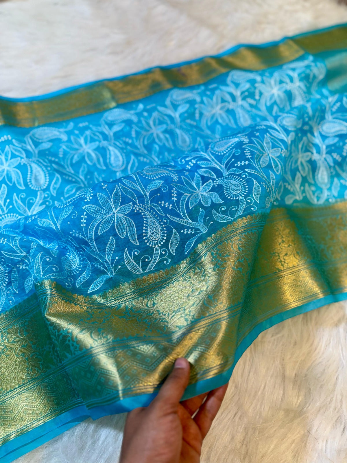 Banarasi Soft Silk Organza Saree-BORGCBG1
