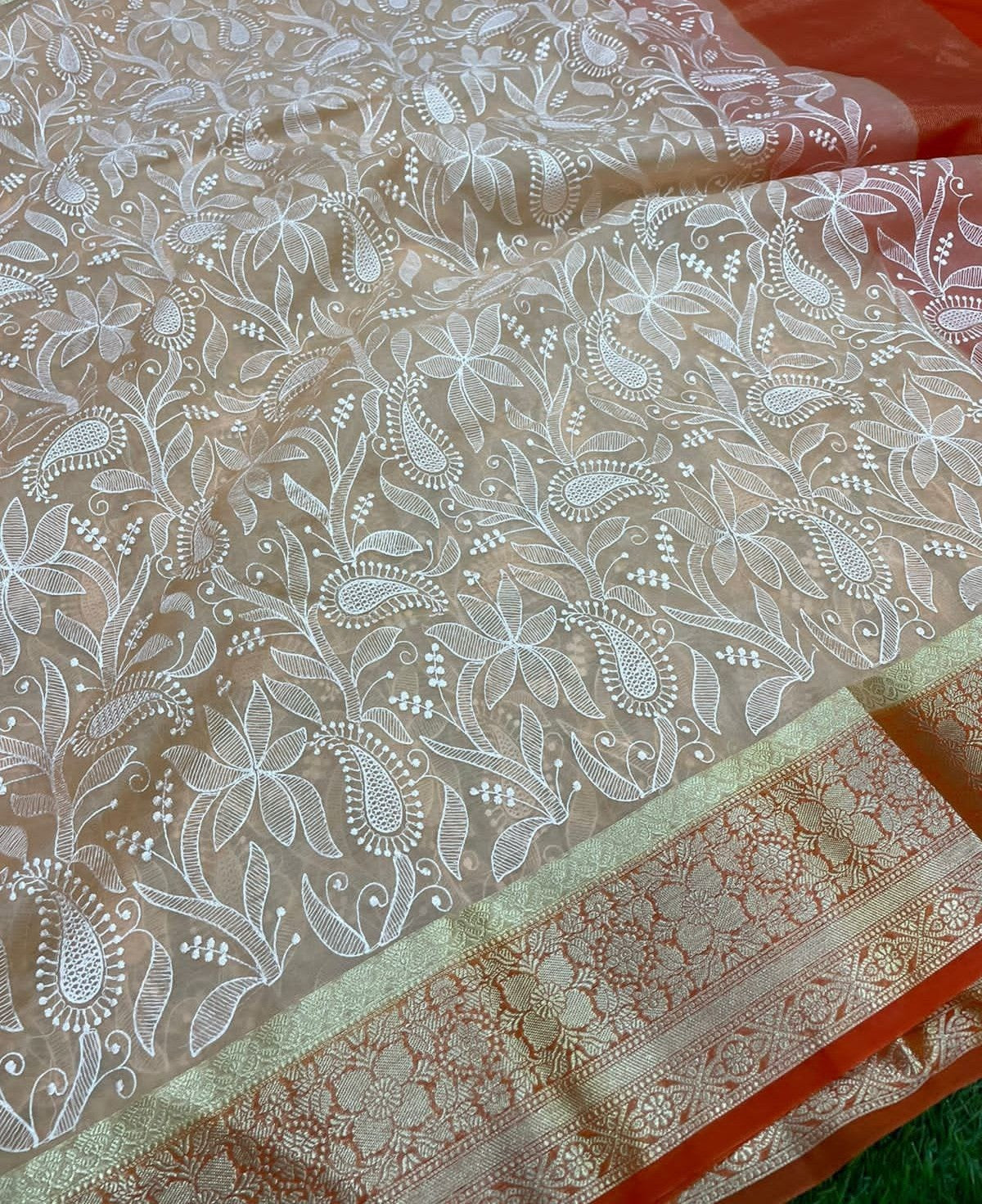 Banarasi Soft Silk Organza Saree-BORGCW03