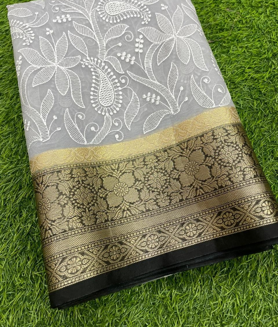 Banarasi Soft Silk Organza Saree-BORGCB01