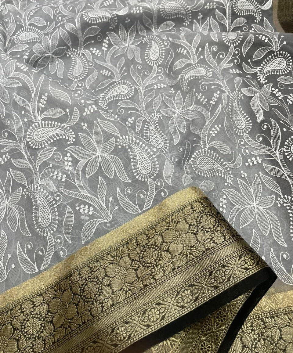 Banarasi Soft Silk Organza Saree-BORGCB01