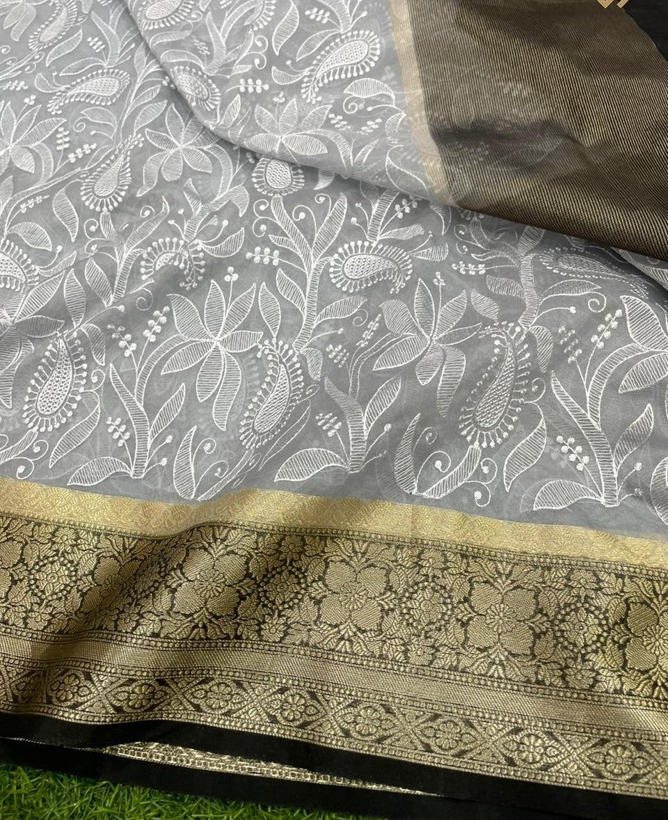 Banarasi Soft Silk Organza Saree-BORGCB01