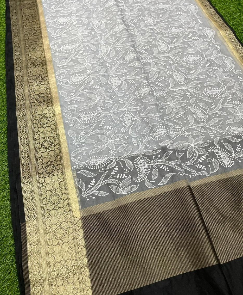 Banarasi Soft Silk Organza Saree-BORGCB01