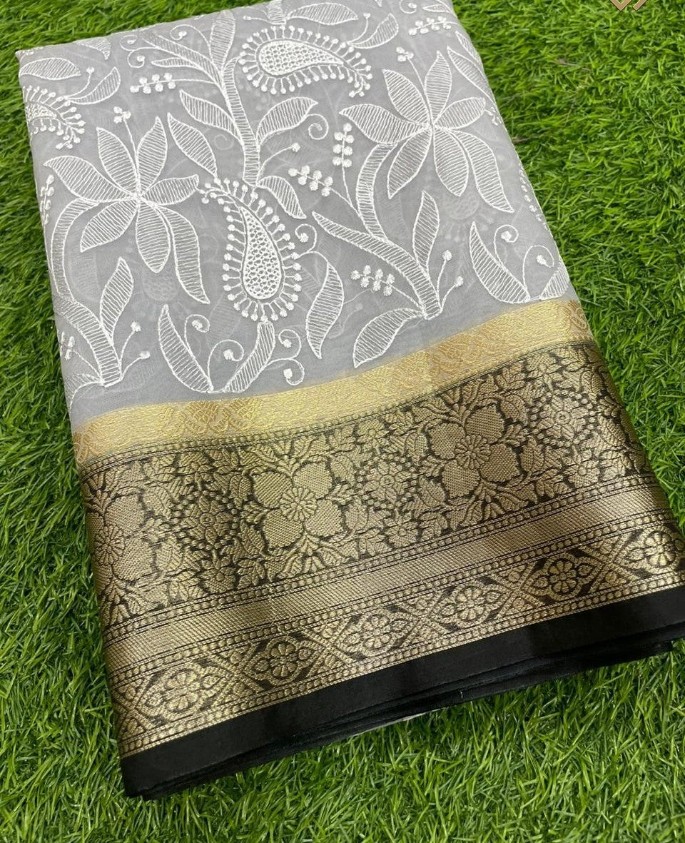 Banarasi Soft Silk Organza Saree-BORGCB01