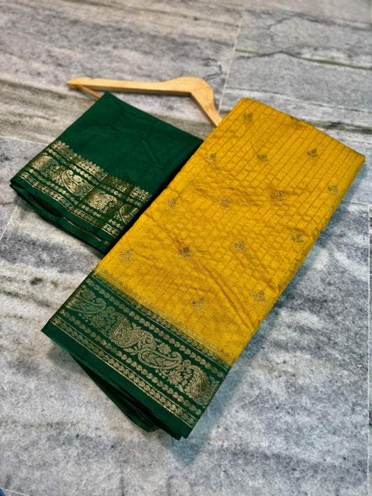 Banarasi Chinia Silk Saree-BCNYGR04