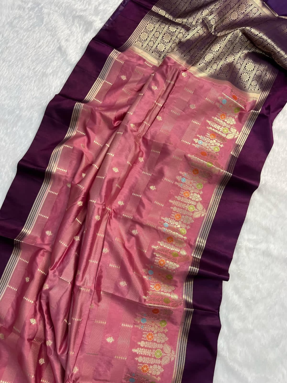 Banarasi Katan Silk Saree with Minakari Border - ABKSMB4