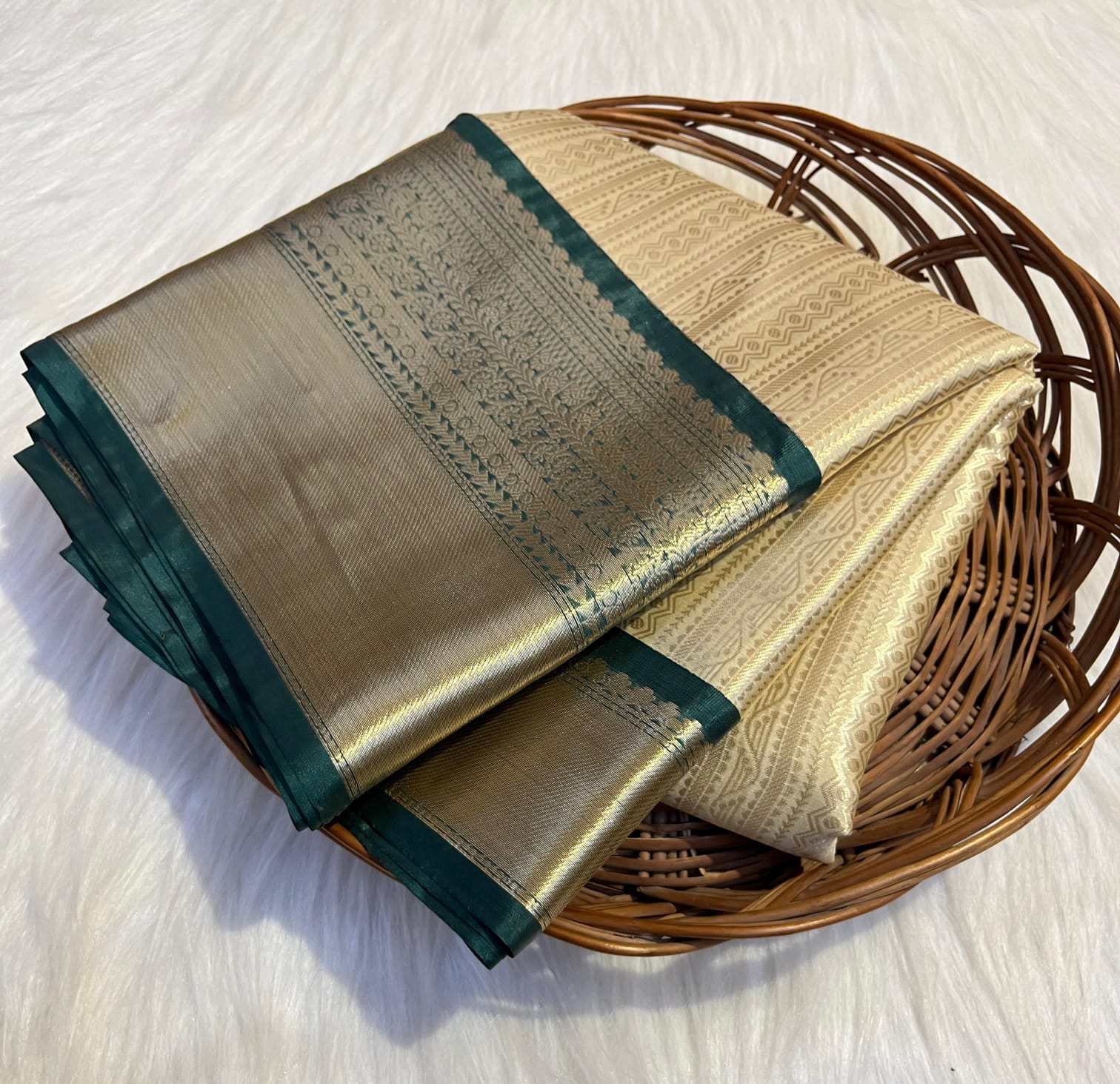 Banarasi Semi Kanchipuram Silk Saree with Gold Zari Weaving - ABSKG01