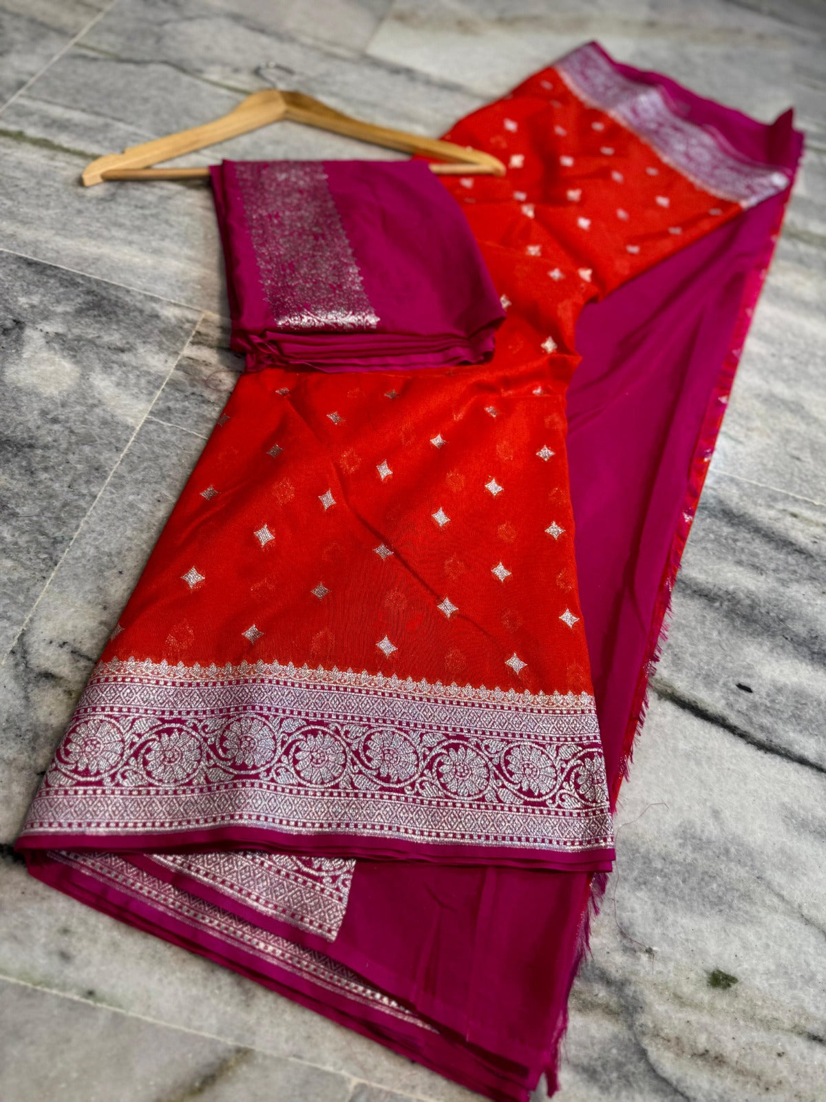 Banarasi Handloom Katan Georgette Semi Silk Saree - ABKG002