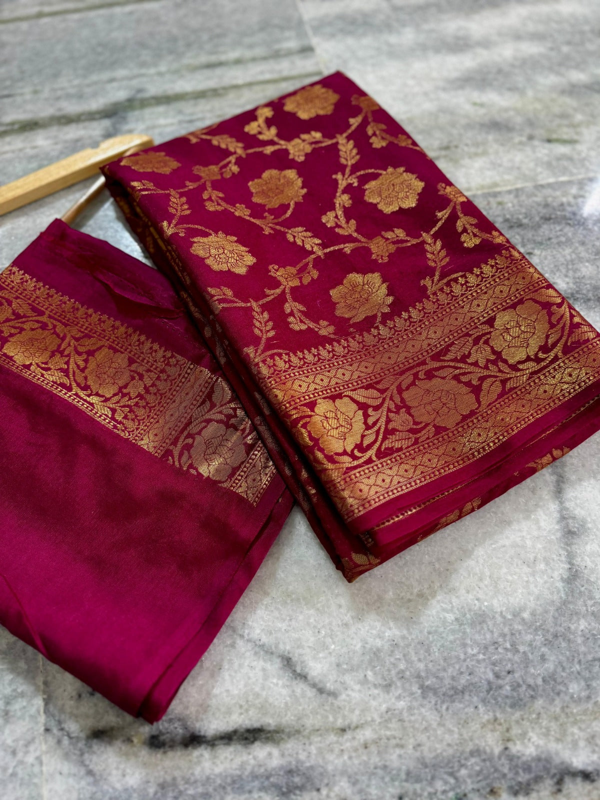 Banarasi Katan Silk Saree with Antique Zari Weaving - BKAZPM01