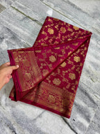 Banarasi Katan Silk Saree with Antique Zari Weaving - BKAZPM01