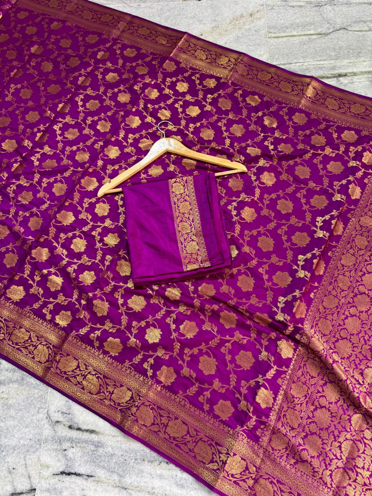 Banarasi Katan Silk Saree with Antique Zari Weaving - BKAZP01