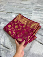 Banarasi Katan Silk Saree with Antique Zari Weaving - BKAZPM01