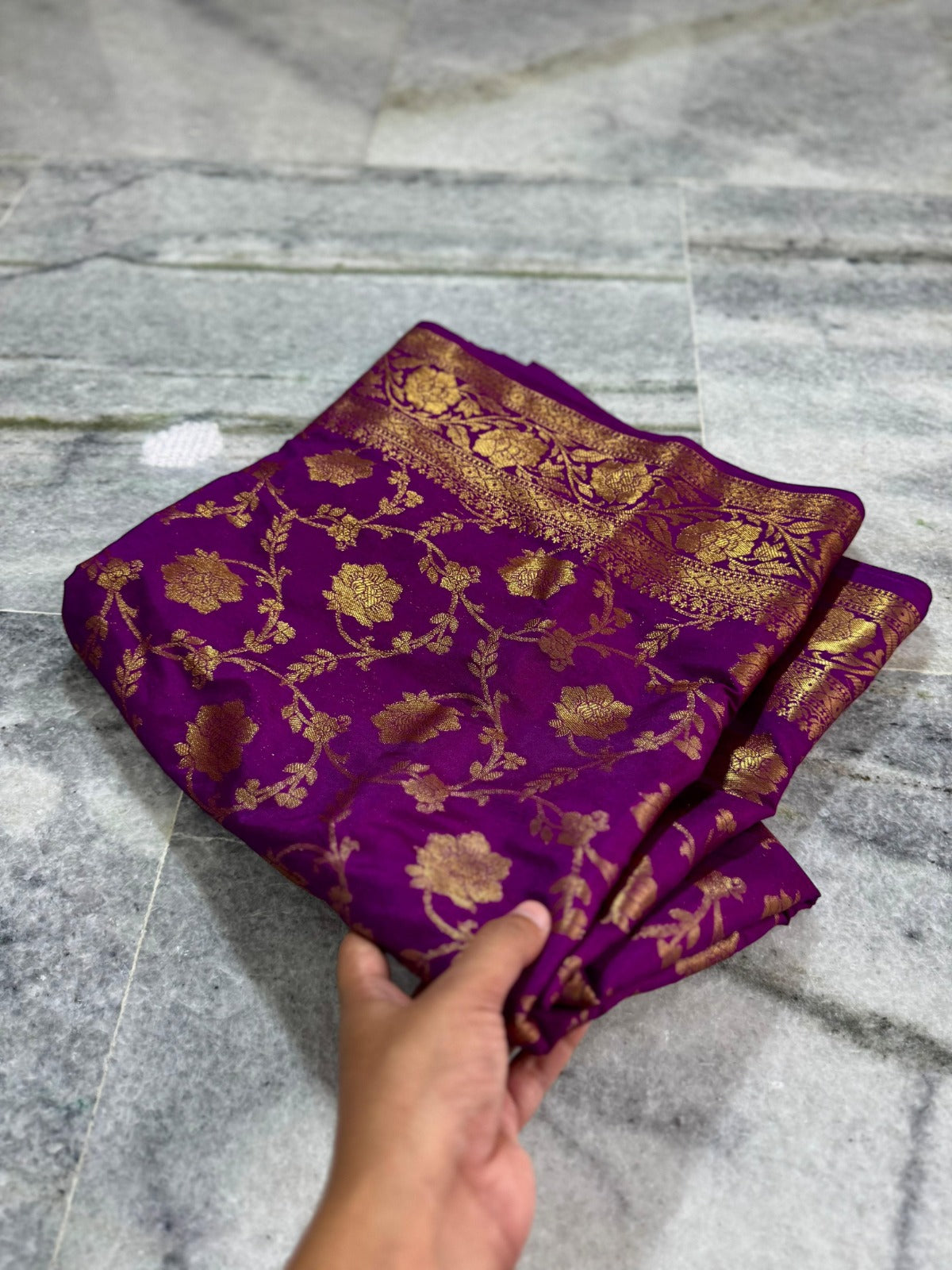 Banarasi Katan Silk Saree with Antique Zari Weaving - BKAZP01
