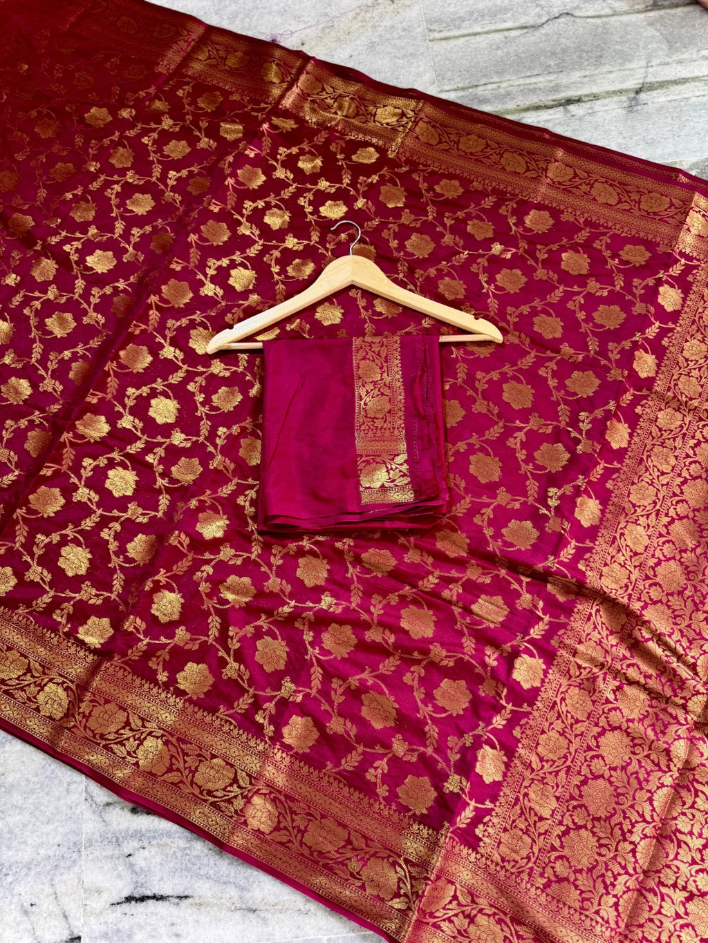 Banarasi Katan Silk Saree with Antique Zari Weaving - BKAZPM01