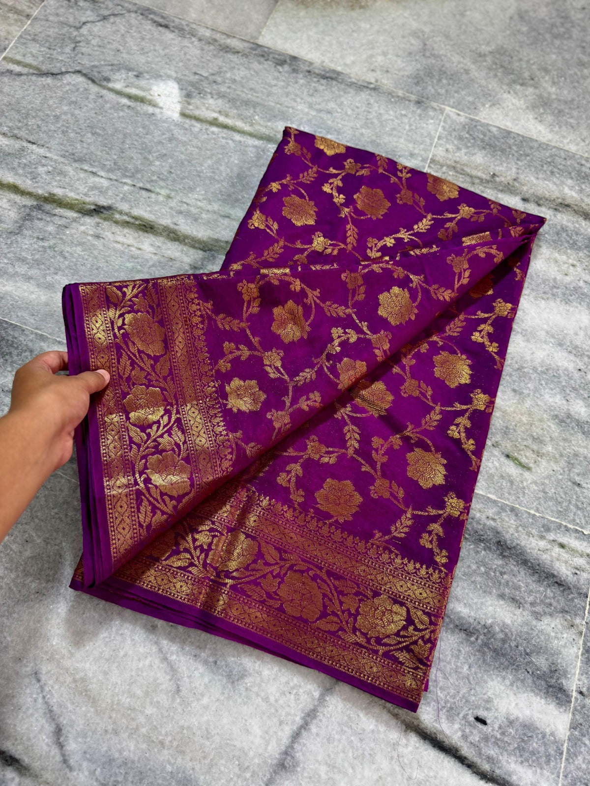 Banarasi Katan Silk Saree with Antique Zari Weaving - BKAZP01