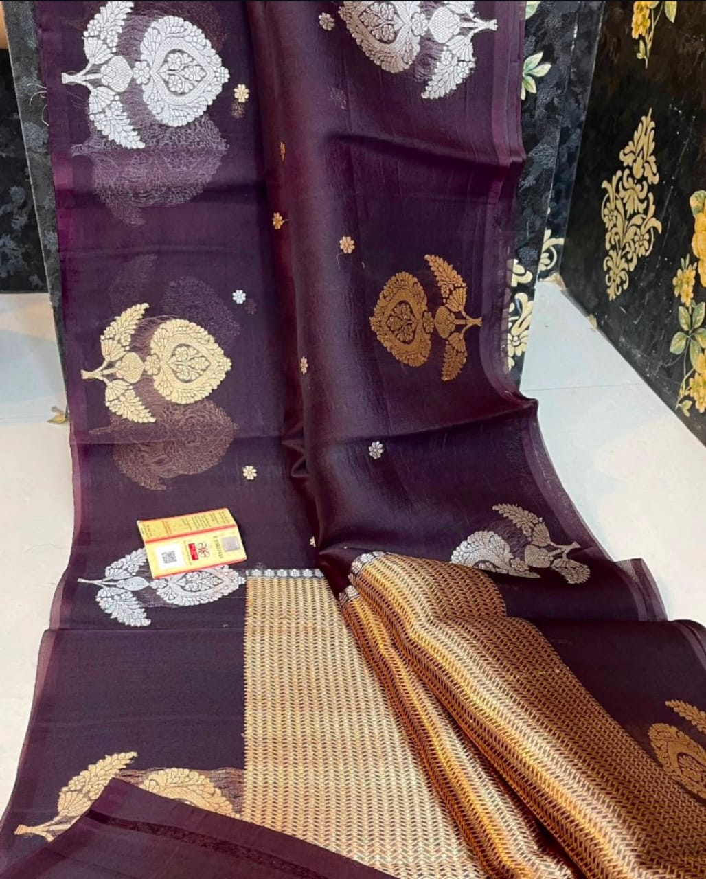 Banarasi Kora Organza Silk Saree with Sona Rupa Zari Buti - ABKOSR3
