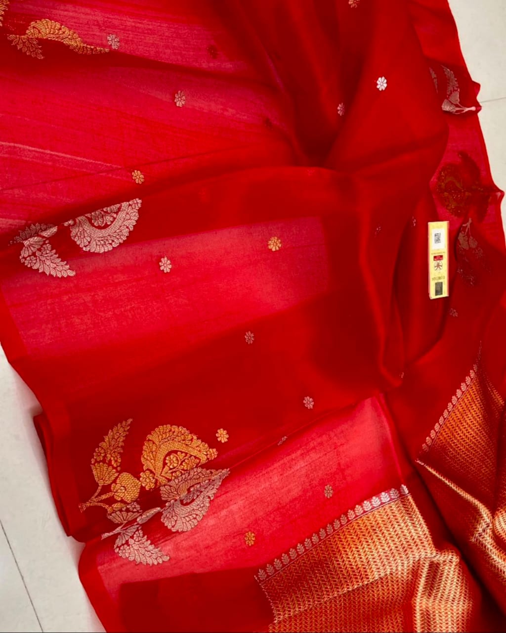Banarasi Kora Organza Silk Saree with Sona Rupa Zari Buti - ABKOSR2