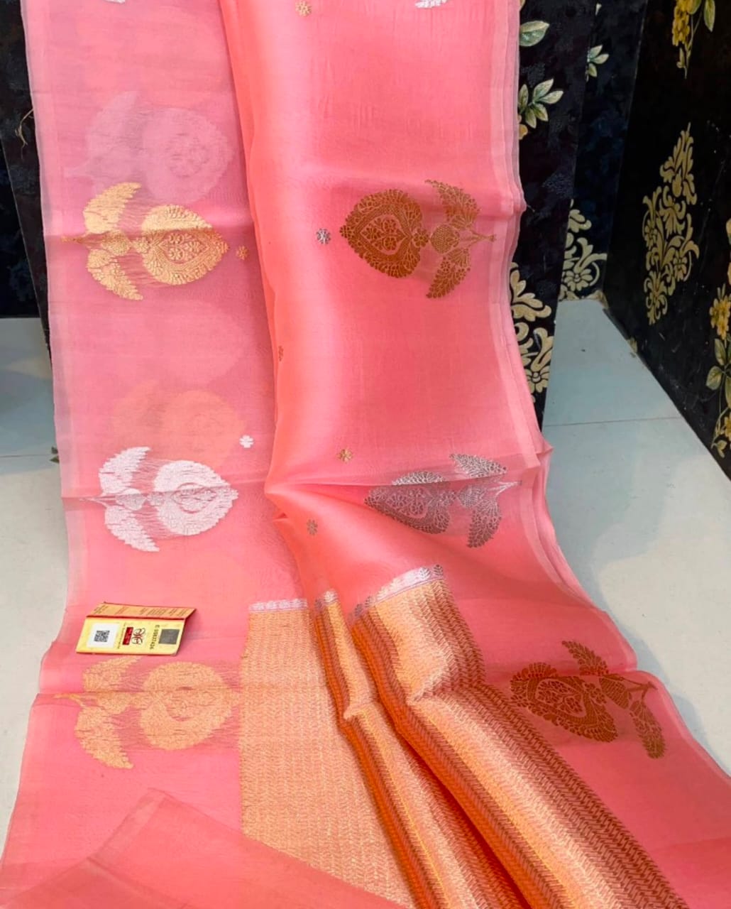 Banarasi Kora Organza Silk Saree with Sona Rupa Zari Buti - ABKOSR1