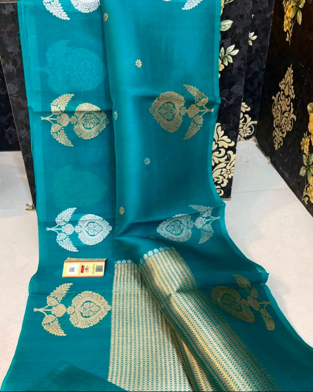 Banarasi Kora Organza Silk Saree with Sona Rupa Zari Buti - ABKOSR4