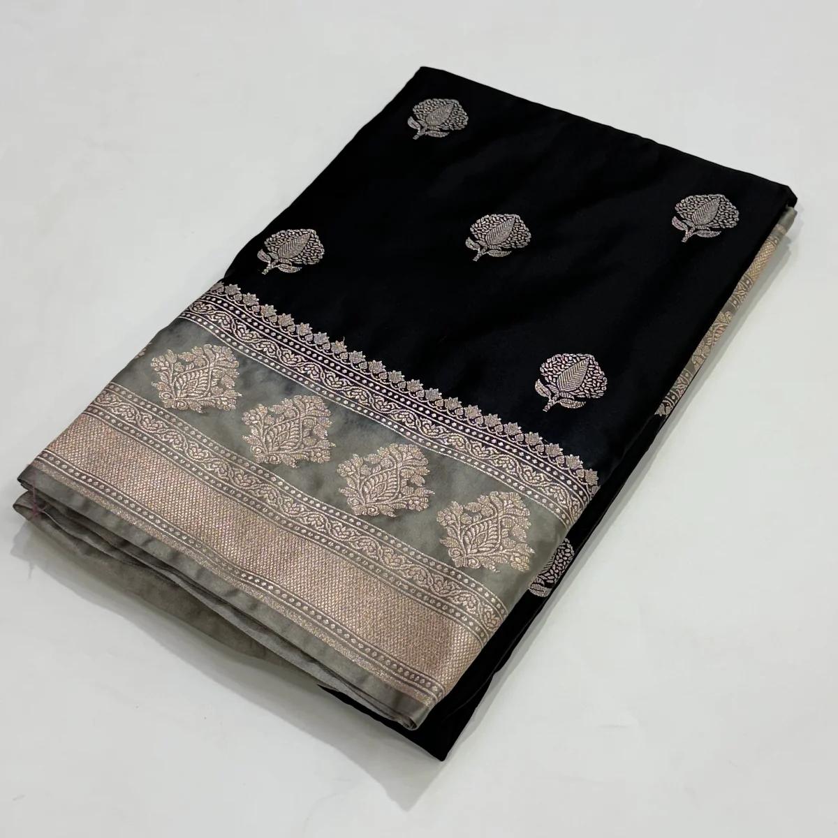 Banarasi Mashru Silk Saree with Booti Motifs - ABMBM01