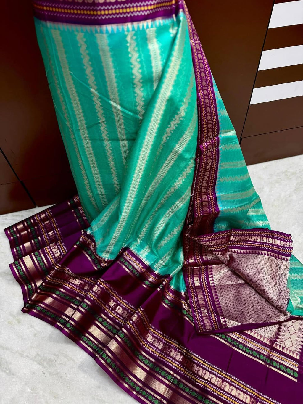 Banarasi Katan Silk Saree Minakari Border - BKSMBB1