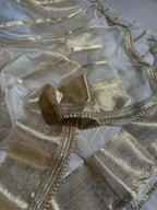 Banarasi Organza Silk Saree with Zari Strip - APBOZS2