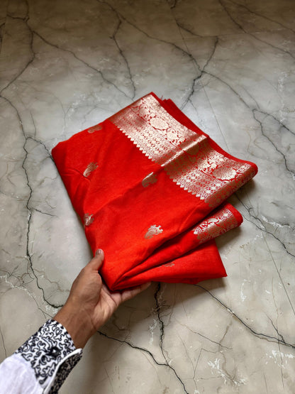 Banarasi Georgette Silver Zari Saree - BHSZR01
