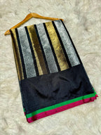 Banarasi Soft Katan Silk Saree with Gold & Silver Zari Weave - ABSKGS1