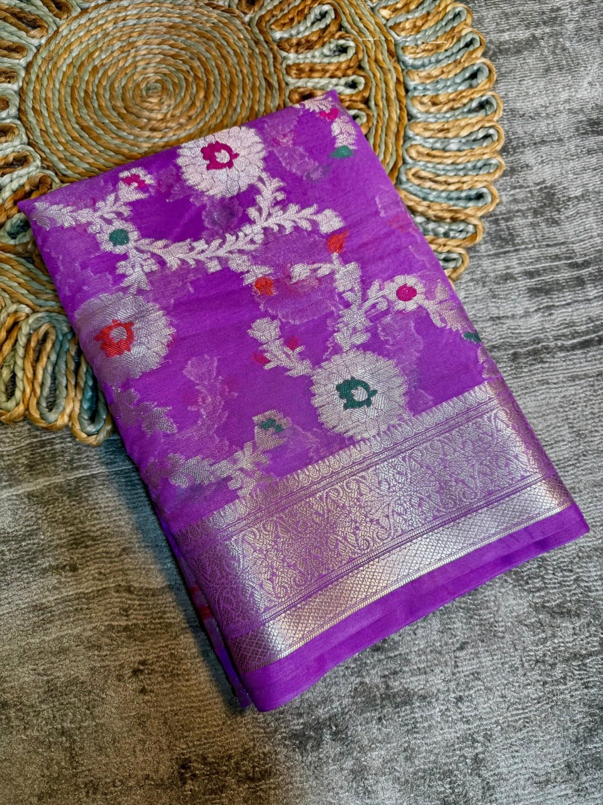 Banarasi Georgette Soft Silk Saree with Meena Jaal Weaving - BGSMJL1