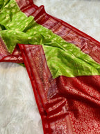 Banarasi Handloom Chinya Silk Saree - BHCGRSB1