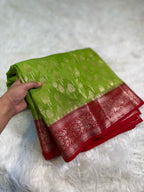 Banarasi Handloom Chinya Silk Saree - BHCGRSB1