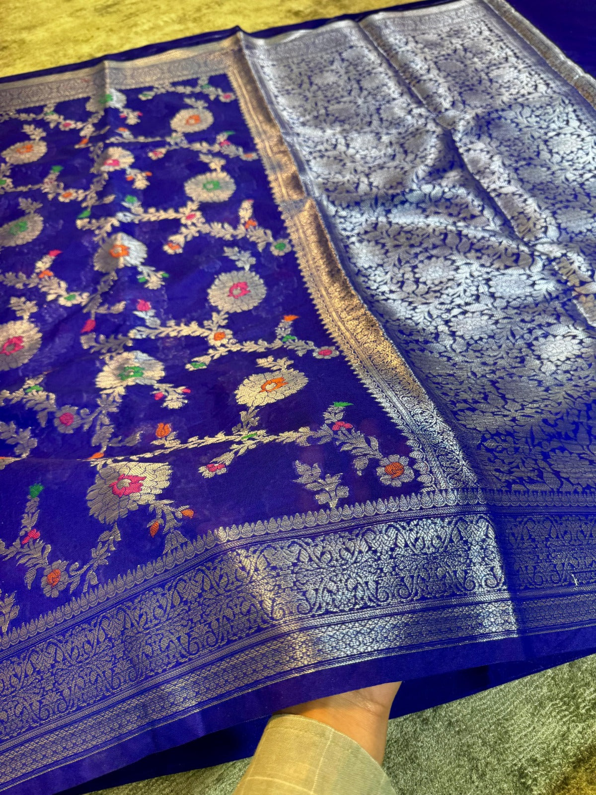 Banarasi Georgette Soft Silk Saree with Meena Jaal Weaving - BGSMJB1