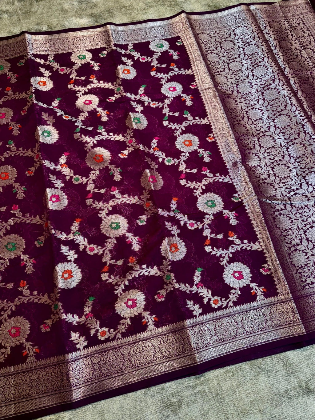 Banarasi Georgette Soft Silk Saree with Meena Jaal Weaving - BGSMJM1