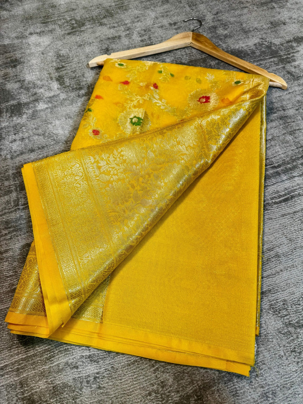Banarasi Georgette Soft Silk Saree with Meena Jaal Weaving - BGSMJY1