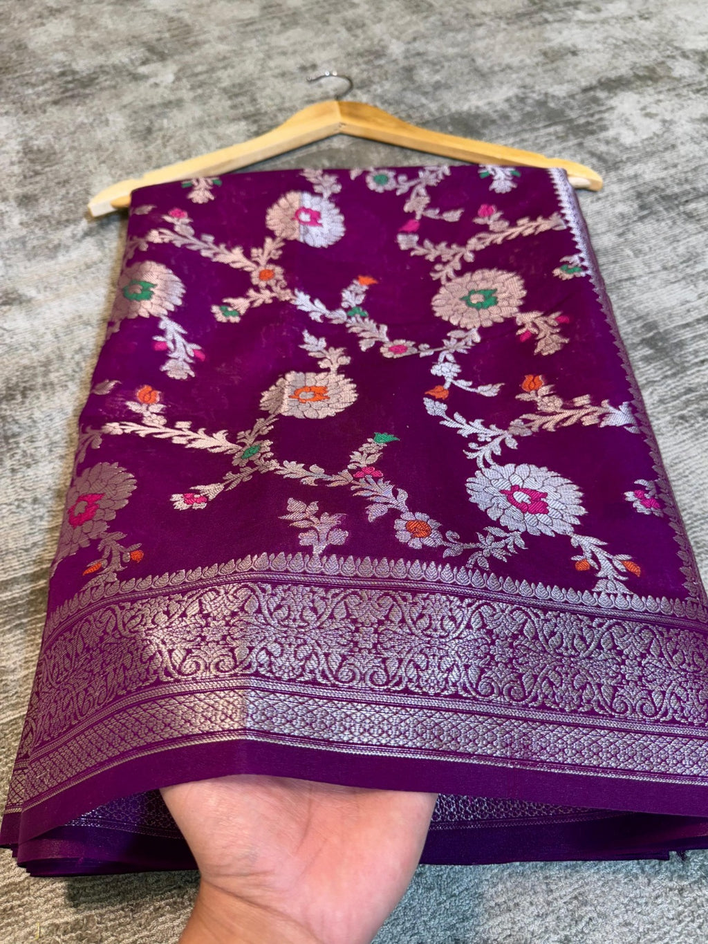 Banarasi Georgette Soft Silk Saree with Meena Jaal Weaving - BGSMJM1