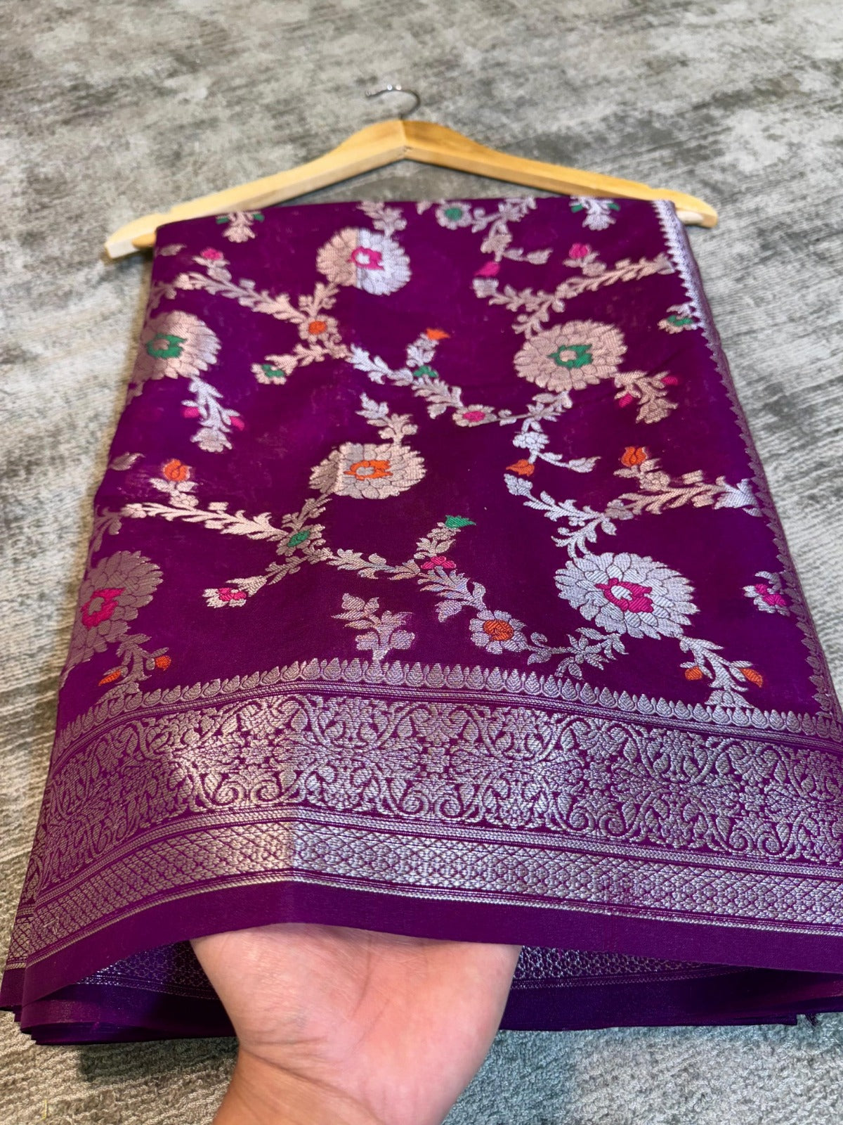 Banarasi Georgette Soft Silk Saree with Meena Jaal Weaving - BGSMJM1