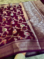 Banarasi Georgette Soft Silk Saree with Meena Jaal Weaving - BGSMJM1