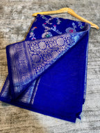 Banarasi Georgette Soft Silk Saree with Meena Jaal Weaving - BGSMJB1
