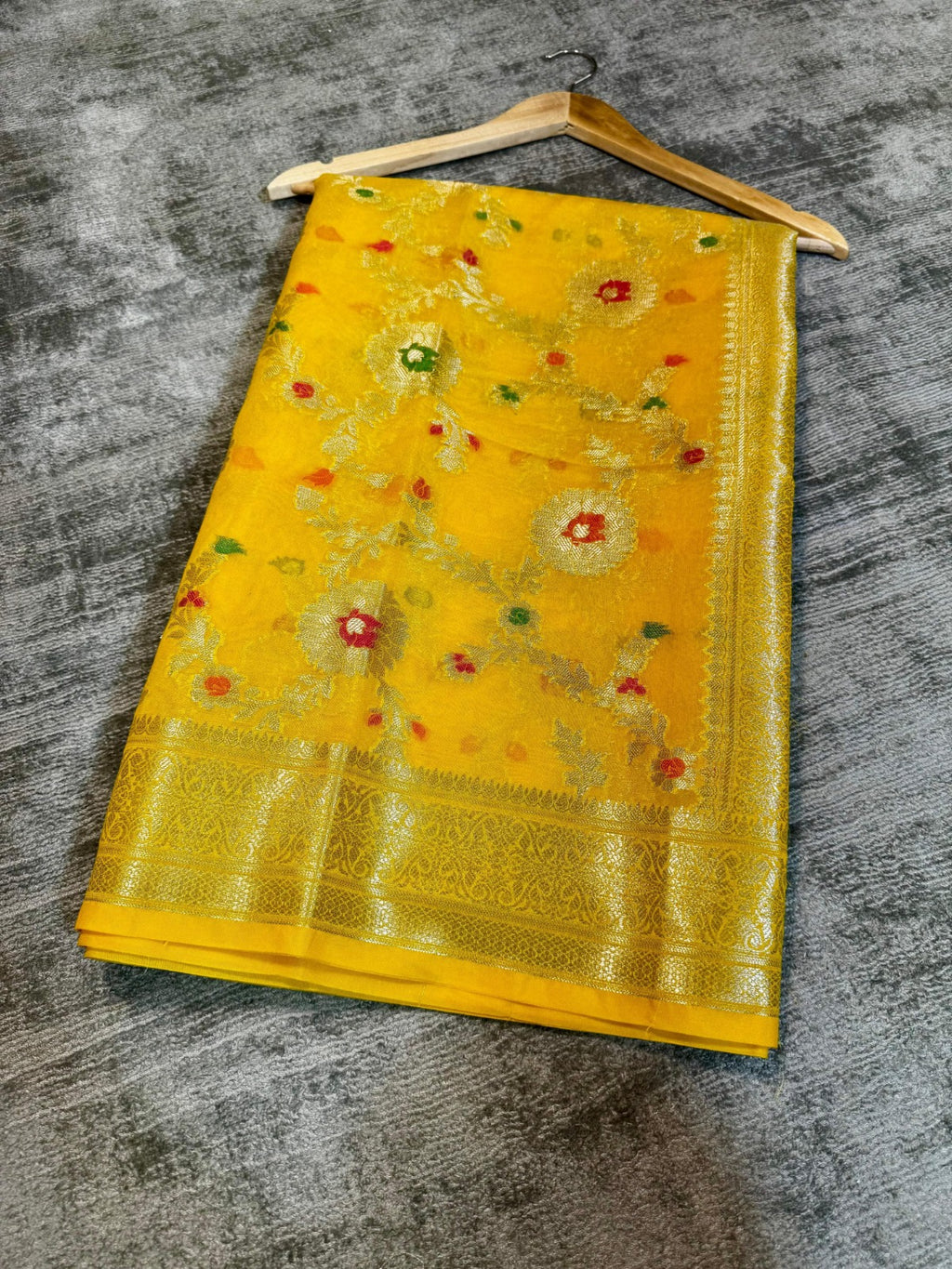 Banarasi Georgette Soft Silk Saree with Meena Jaal Weaving - BGSMJY1